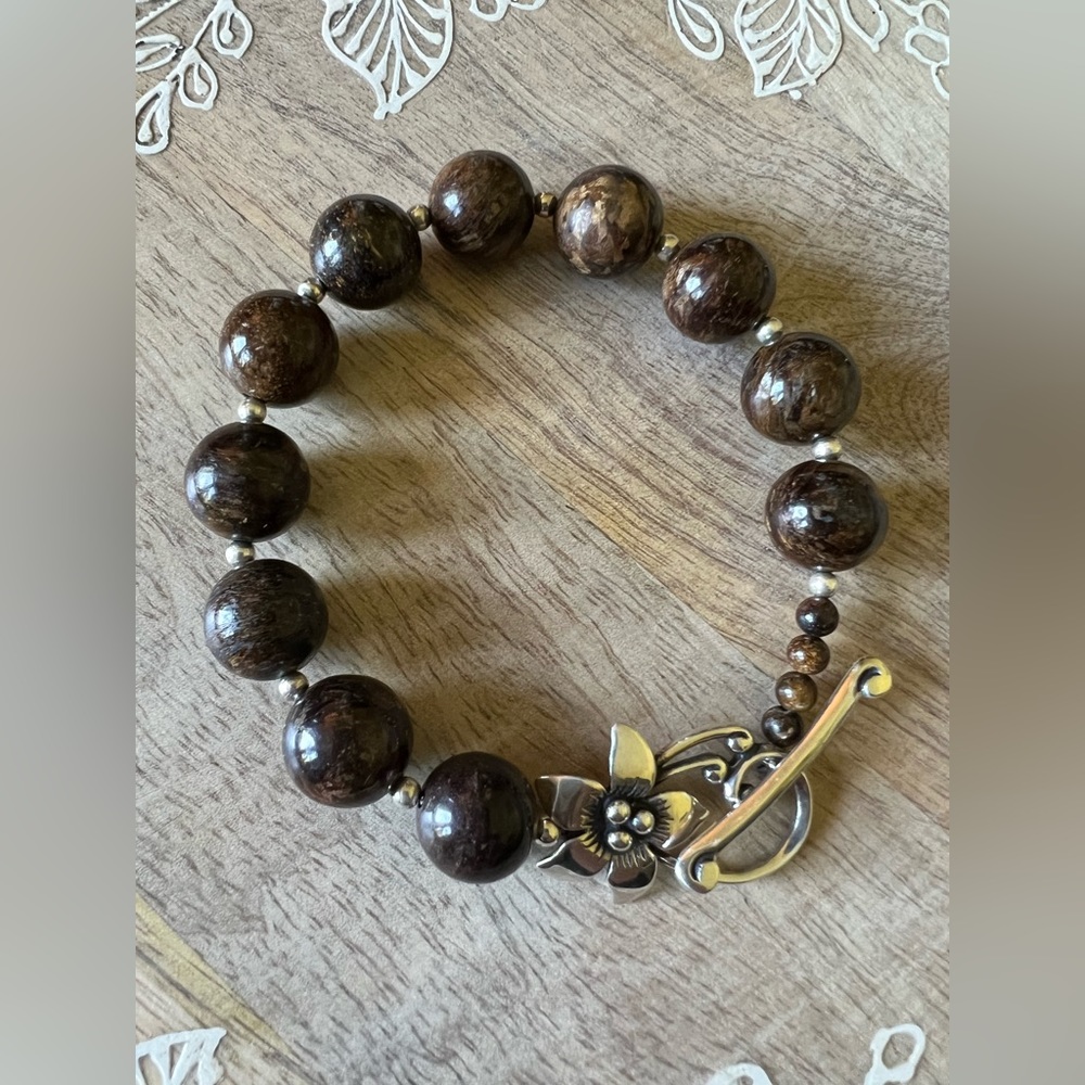 Silpada Designs Bronzite Sterling Silver Bead Bracelet